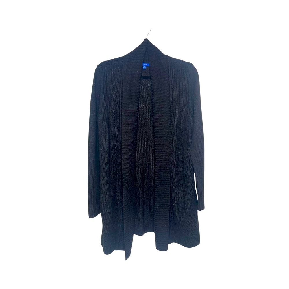 APT. 9 Black Cardigan Sweater with Silver Flecks & Pockets M